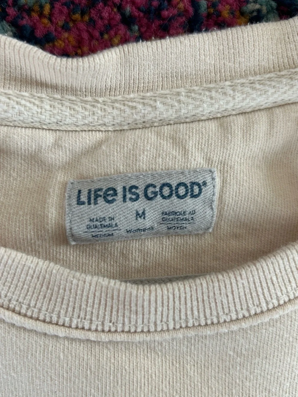 Life Is Good | Women’s Cream Crewneck Floral Butterfly Print Sweatshirt Size M